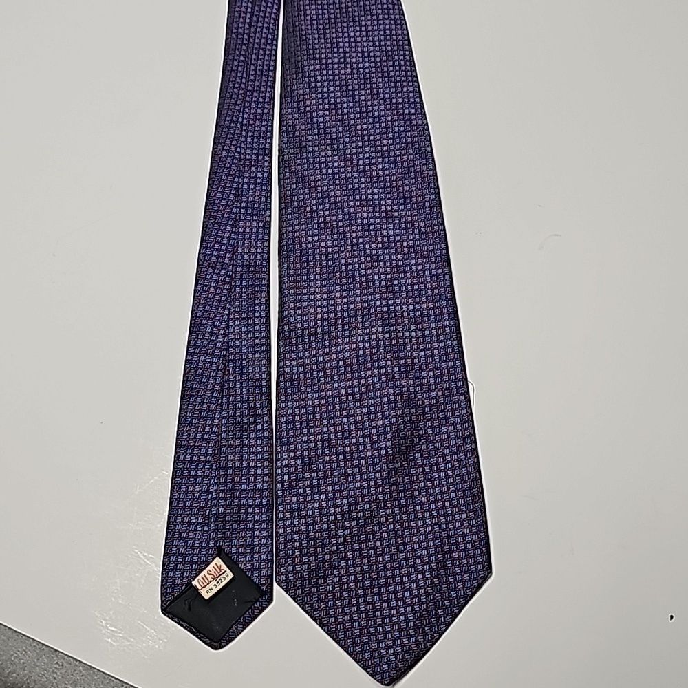 The Original English Stock Tie Herringbone Blue w/ Red all silk Anorbourne